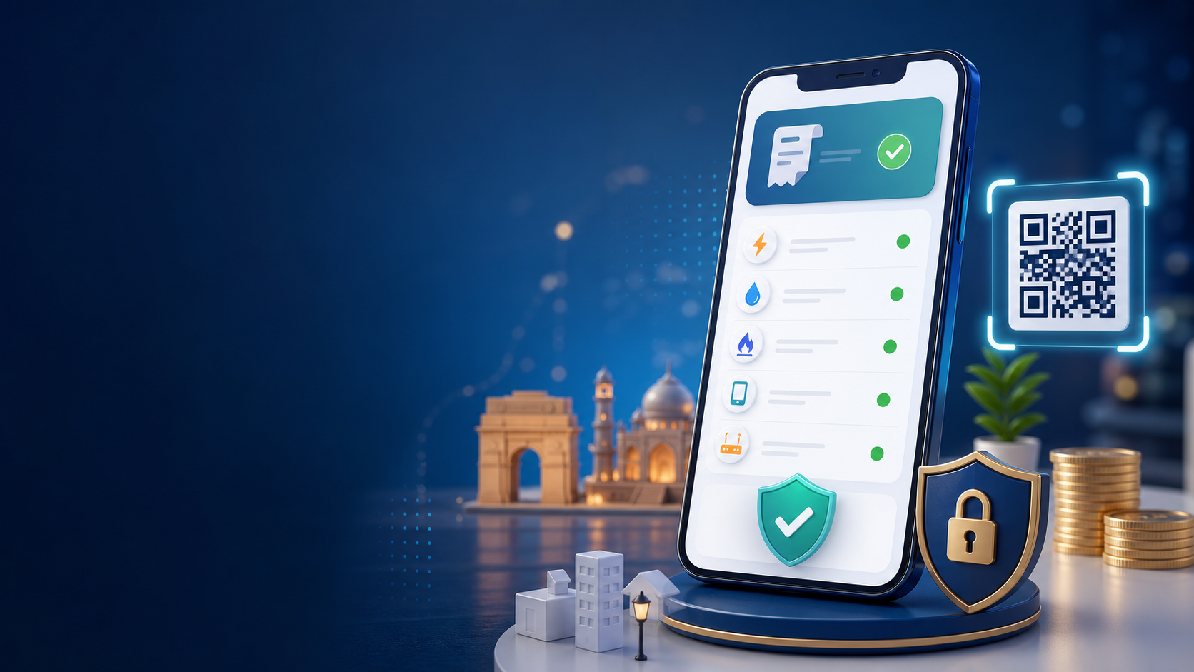 Digital bill payment dashboard illustration